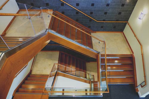 The stairwell in the new Harrisonburg City Hall, Harrisonburg, VA.
