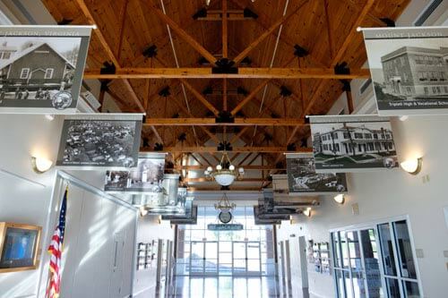 The balcony above the lobby area in the new Harrisonburg City Hall, Harrisonburg, VA.